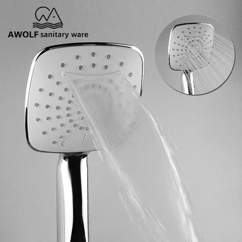 

Bathroom Shower Hand Held 2-Function Waterfall Pressure Boost Adjust ABS Chrome Shower Head Hot Cold Water Square Design AH6164