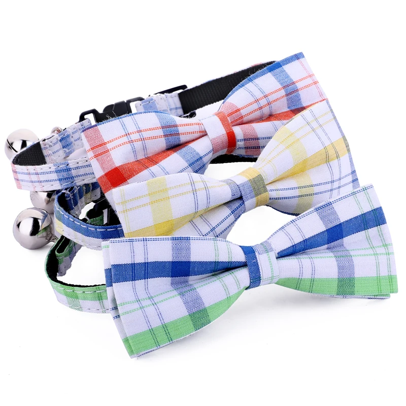 Cute Cat Collar with Bow Personalized Handmade Small Bell Studded Nylon Collar for Cats Puppies Pet Products
