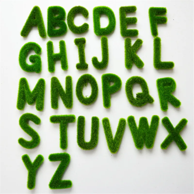 Creative Artificial Moss Grass Letters Alphabet A Z Potted Plant Wedding Car Decoration Home