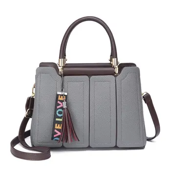 

2019 pu leather Fashion Women Handbag Ladies Handle Bag Zipper Hasp Clutch New Totes tassel Messenger Bags formal purse