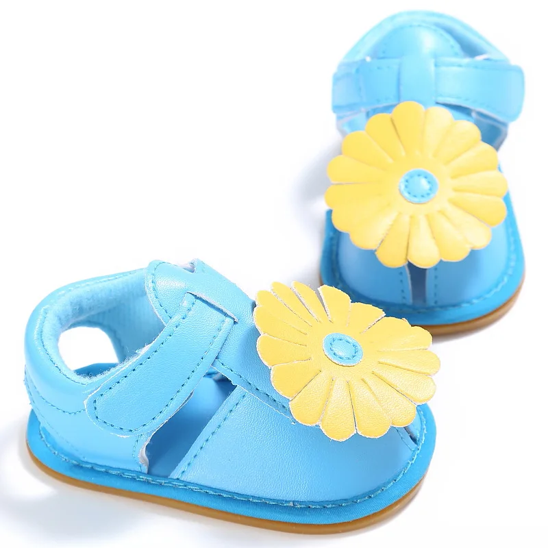 Дизайн с большим цветком из искусственной кожи, для детей Детское летнее Обувь для мальчиков младенцев обувь для малышей на возраст от 0 до 18 месяцев, сандалии
