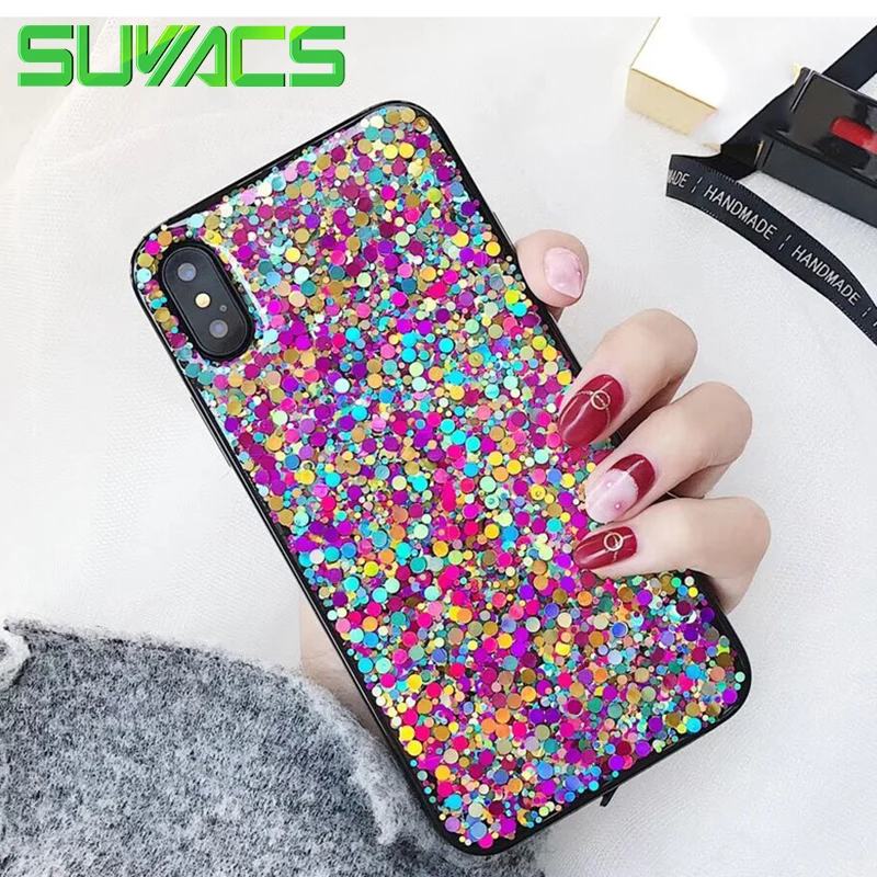 

SUYACS Phone Case For iPhone 6 6S 7 8 Plus X Case Colorful Beautiful Glitter Soft TPU Phone Cases Cover Shells Bag Fundas Coque