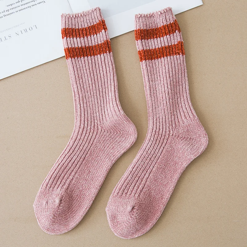 Jeseca, новые осенние носки для женщин, корейский стиль, зимние плотные теплые носки, женские винтажные уличные хлопковые мягкие теплые зимние носки - Цвет: pink