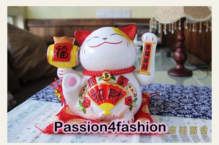 Maneki Neko Lucky Cat развевающийся лапой керамический улыбающееся лицо милый богатство удача орнамент Электрический негабаритный подарок