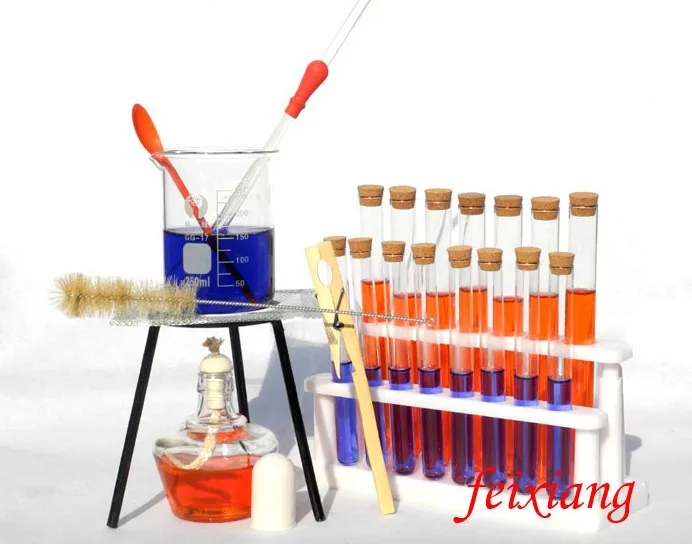 

Free shipping educational equipment set test tube, tube stand ,beaker ,dropper ,alcohol burner laboratory