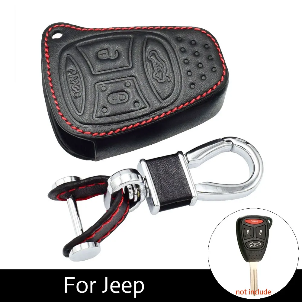 ATOBABI 4 Button Genuine Leather Car Key Case Cover For