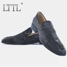 Черные мужские лоферы из натуральной кожи аллигатора; Новое поступление; Мокасины Мужская обувь размера плюс; Мужская обувь для вождения; Мужские модельные туфли