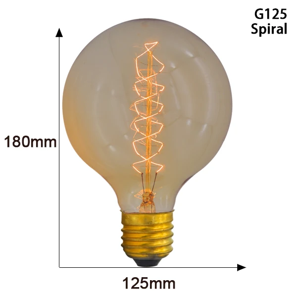 Ретро винтажный светильник Эдисона лампа E27 40 Вт 220 В накаливания лампочки с ампулой винтажная лампа Эдисона Светодиодная лампа промышленный Декор - Цвет: G125 Spiral