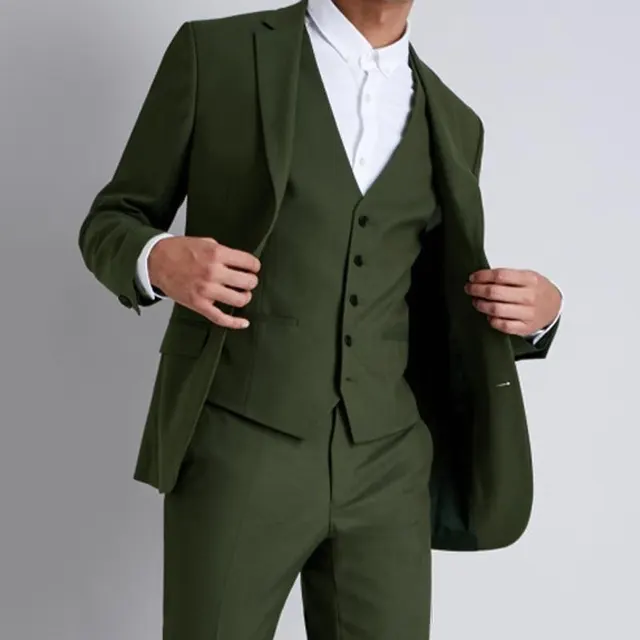 Hunter Green Mens Classic Suits Wedding Groom Tuxedos Slim Fit Terno