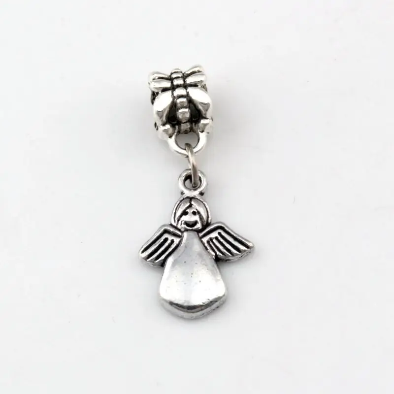 

100pcs/lots Antique silver Angel Dangle Charm Beads Fit Charm Bracelet DIY Accessories 12x30mm A-489a