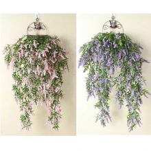Искусственные настенные подвесные искусственные цветы, лоза, сделай сам, для свадьбы, гостиной, букет, Декор, цветочная корзина, ротанг, лаванда, на стену, Глициния