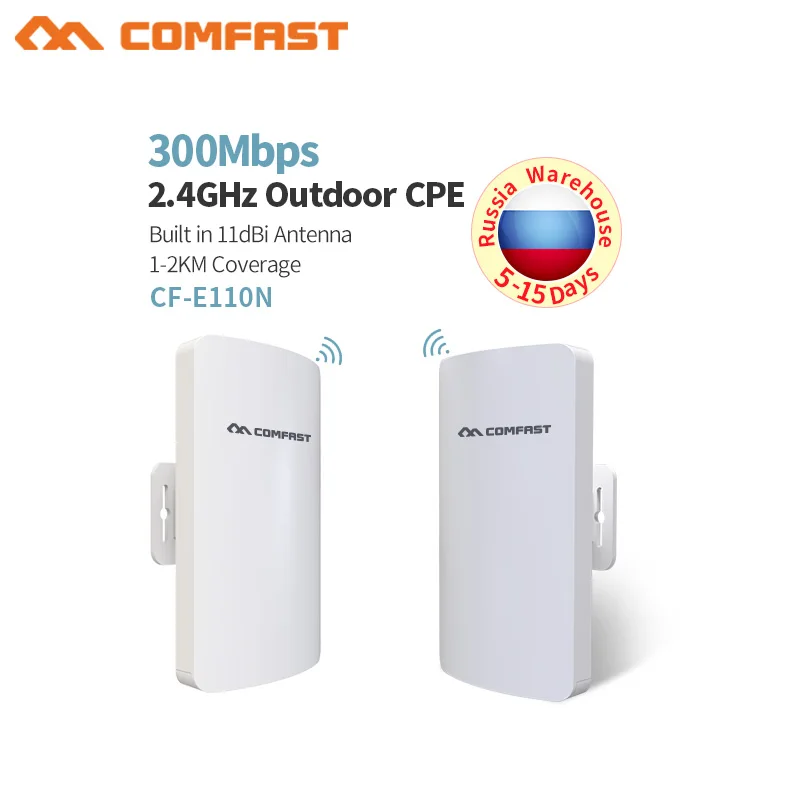 

2Pcs ~ COMFAST CF-E110N 300Mbps 2.4Ghz Outdoor Mini Wireless AP Bridge WIFI CPE Access Point 11dBi WI-FI Antenna Nanostation