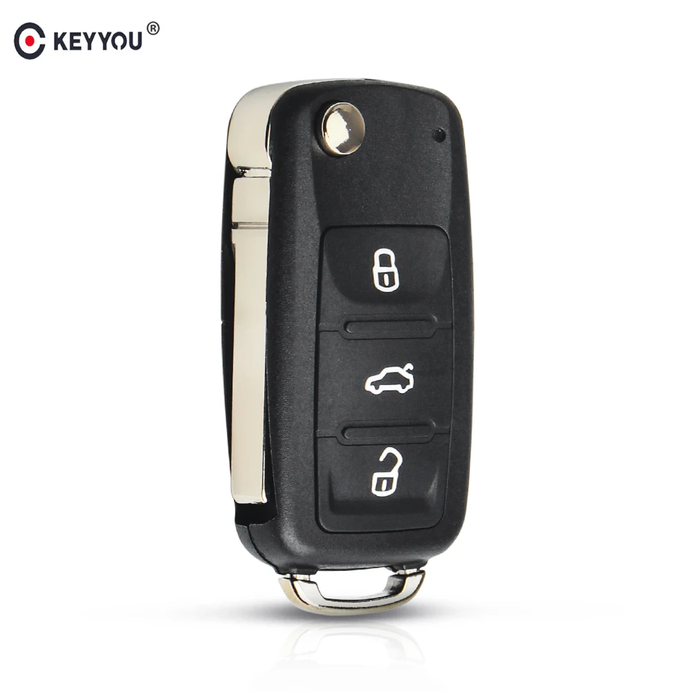  KEYYOU Flip Folding Remote Car Key Fob For Volkswagen VW Tiguan GOLF PASSAT Polo Jetta Beetle Hella