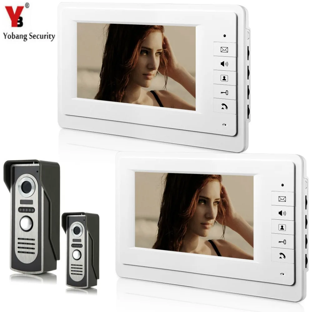 

YobangSecurity 7 Inch Wired Video Door Entry System Home Security Camera Video Door Intercoms 2-camera 2-monitor Night Vision