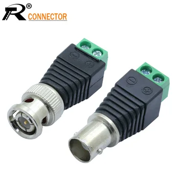 

10set Male&Female Mini Coax BNC Connector UTP Video Balun Connector BNC Plug DC Adapter For CCTV Surveillance Camera CCTV system