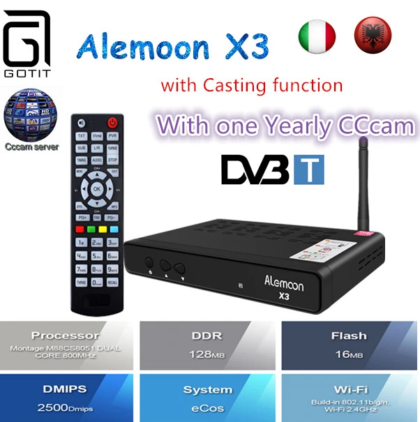 

GOTiT ALEMOON X3 DVB T2 Terrestrial Receiver 1080P full HD Built-in WIFI Support PVR EPG Casting function Set top Box
