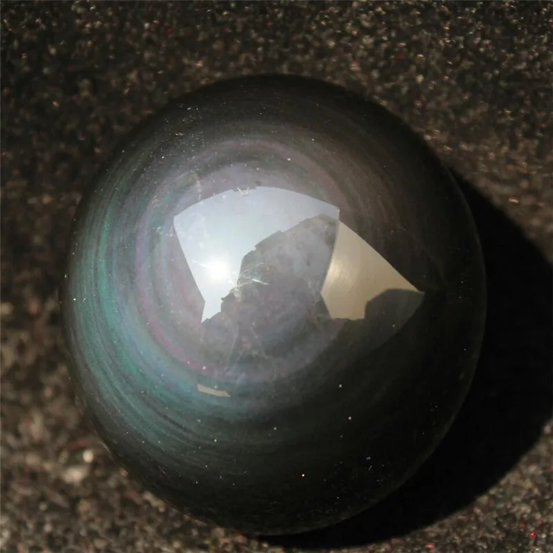 45 мм радуга! Натуральный Кот обсидиановый глаз кварцевый Сферический Кристалл мяч РЕДКИЙ