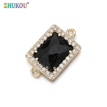 10*17 мм Высокое качество латунь кубический цирконий прямоугольной формы подвески-соединители DIY ювелирных изделий Изготовление, отверстие: 1,0 мм Модель: VS296