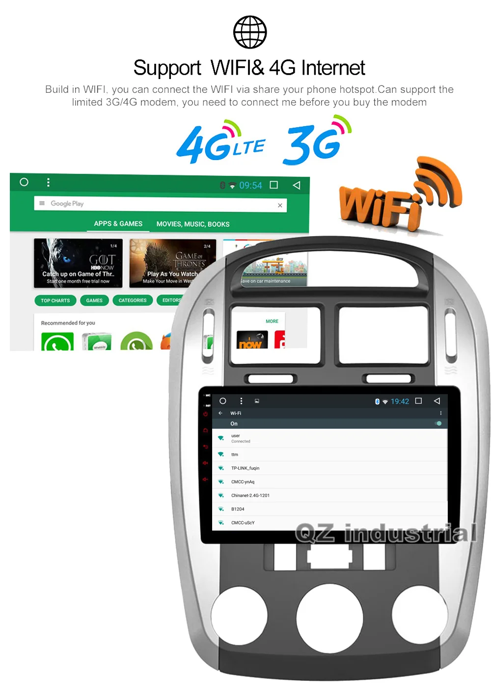 Best QZ industrial HD 9" 8 Core Android 8.1 T8 car dvd player For KIA Cerato 2004-2008 With GPS 3G 4G WIFI Radio BT SWC RDS Navi Map 11