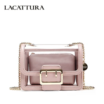 

LACATTURA 2018 New Luxury Handbags Mini Transparent Jelly Bag Women Messenger Bags Womens Chain Shoulder Bag Fashion Crossbody