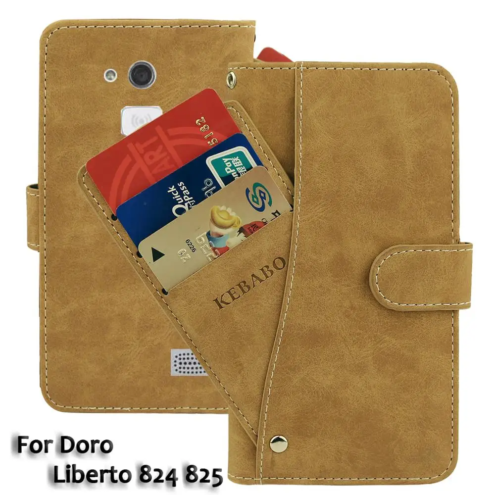 

Vintage Leather Wallet Doro Liberto 824 825 5" Case Flip Luxury Card Slots Cover Magnet Stand Phone Protective Bags