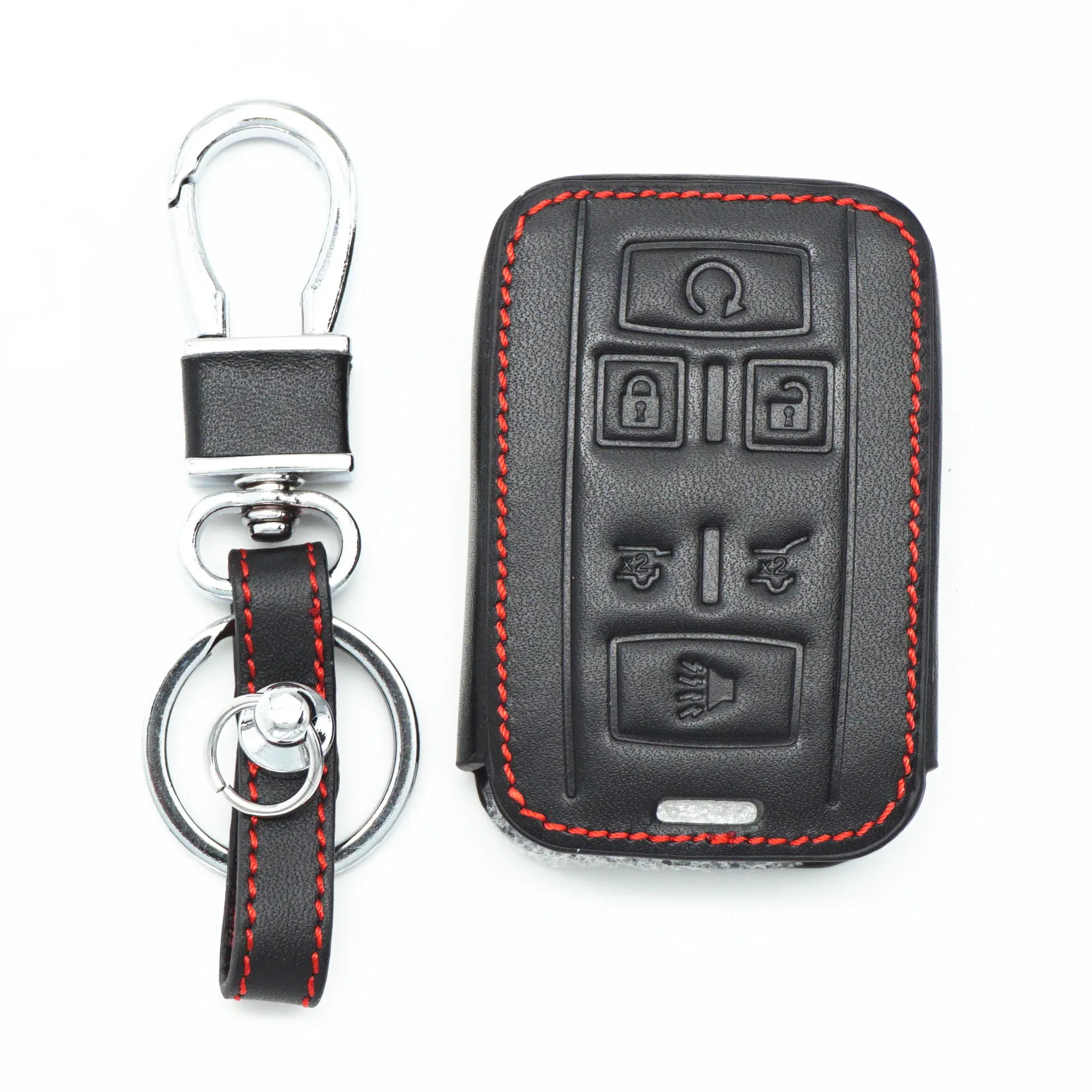 

WFMJ Genuine Leather 6 Buttons Assesories Remote Smart Key Chain Cover Case For Chevrolet Chevy Tahoe Suburban GMC Yukon XL
