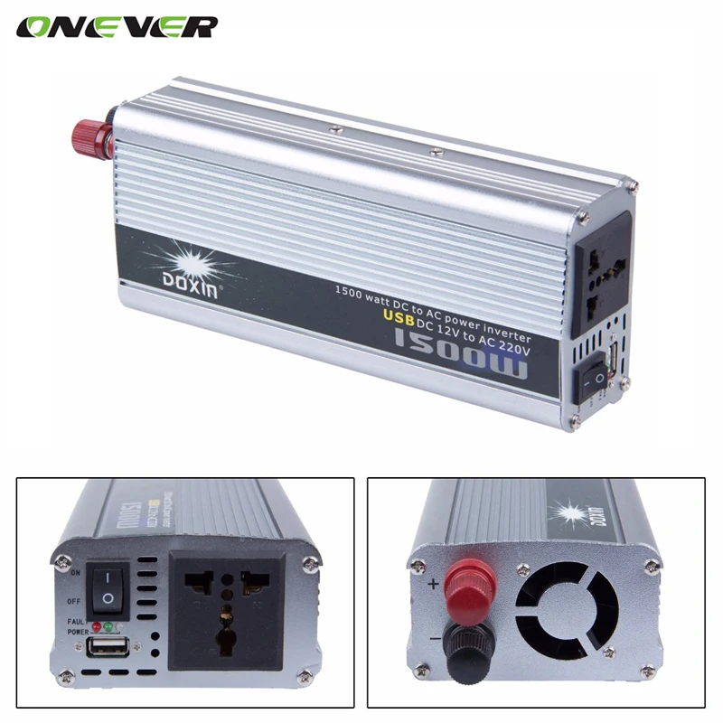 

Onever 1500w Car Converter Modified Sine Wave Power Car Inverter DC 12v to AC 220v USB 5V Invertor USB Car Charger