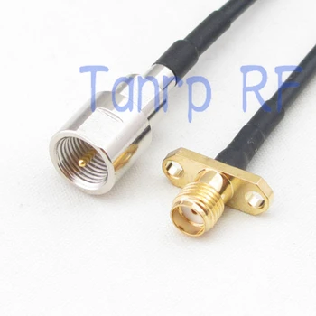 

6in FME male plug to SMA female with 2 hole panel RF connector adapter 15CM Pigtail coaxial jumper cable RG174 extension cord