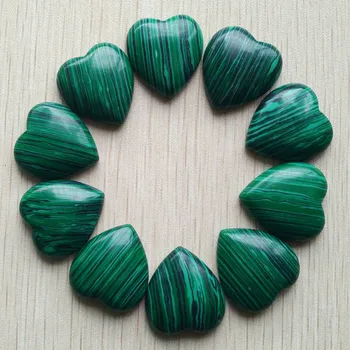 

2018 Fashion good quality malachite heart shape cab cabochons beads for jewelry making 25mm wholesale 10pcs/lot free