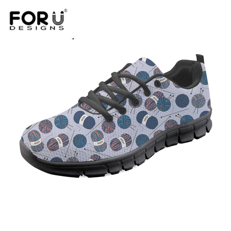 

FORUDESIGNS Casual Walking Sneakers Shoes for Women Cute Cartoon Knitting Yarn Printing Comfortable Mesh Flats Girls Light Shoes