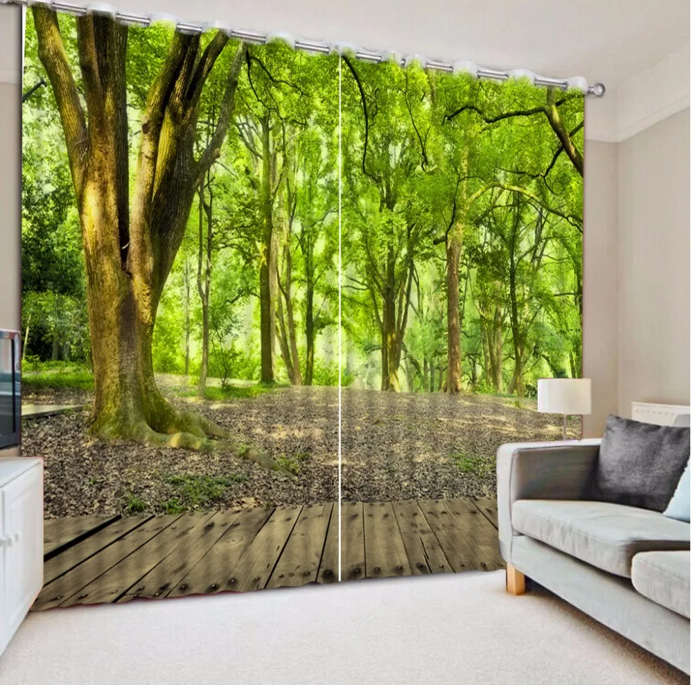 Modern 3D Window Curtain forest landscape Curtains For Bedroom Living