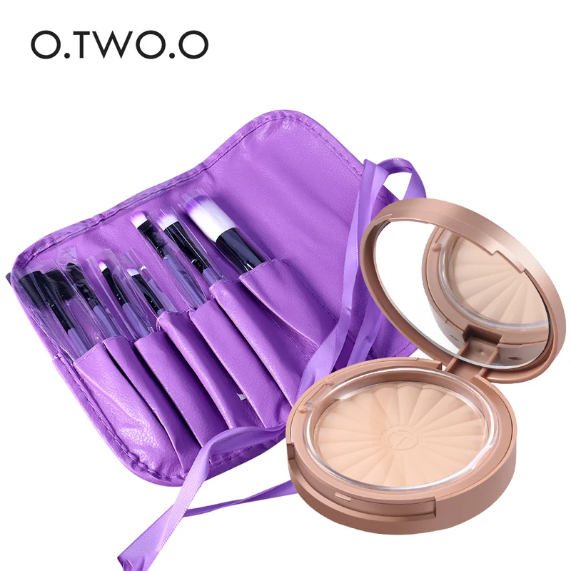 

O.TWO.O Makeup Sets 7pcs/set Soft Make Up Brushes with bag and 1pcs Face Powder Long-lasting Oil Control Powder Palette