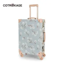 COTRUNKAGE 2" 24" 2" холщовый цветочный чехол для путешествий винтажный Жесткий Чехол для каюты TSA 4 колеса для переноски багажа для женщин