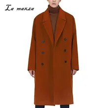 Мужские модные повседневные ветрозащитные пальто в Корейском стиле размера плюс, свободное зимнее длинное двубортное пальто