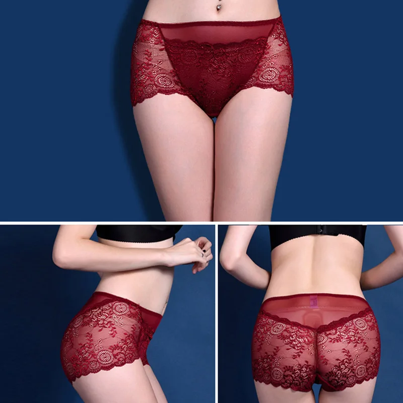 Murushe Sexy Underwear Panties Female Transparent Lace Sliming Brief Ladies Girls Intimates Lingerie Summer Mutandine Donna (2)