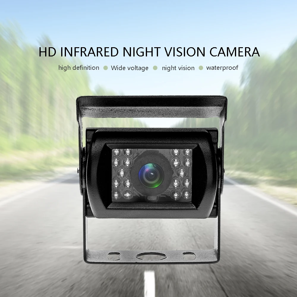 AMPrime Водонепроницаемая камера заднего вида с ИК 18 светодиодный широкоугольным ночным видением для грузового грузовика пикапа автомобиля автобуса Без направляющей линии