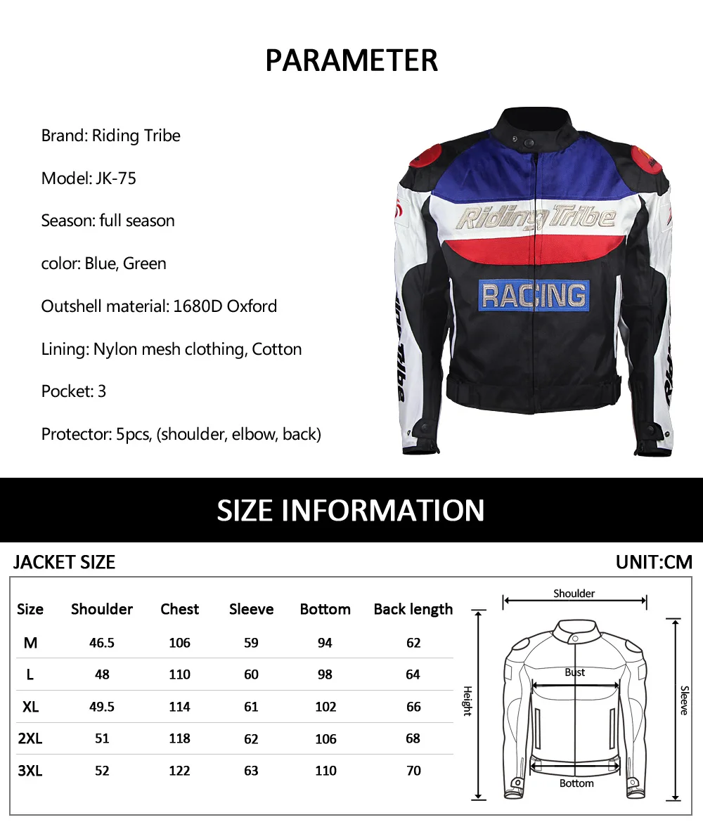 Езда племя мотоциклетная Защитная куртка мотокросса внедорожные гонки модные спортивные зимние четыре сезонная одежда JK-75