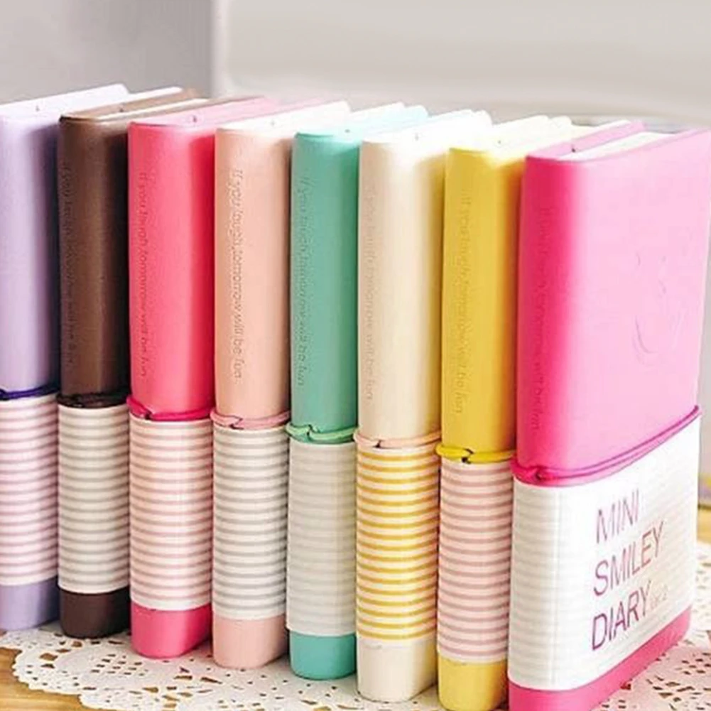 

Smiling Face Faux Leather Memo Diary Notebook Student Stationery Student Gift