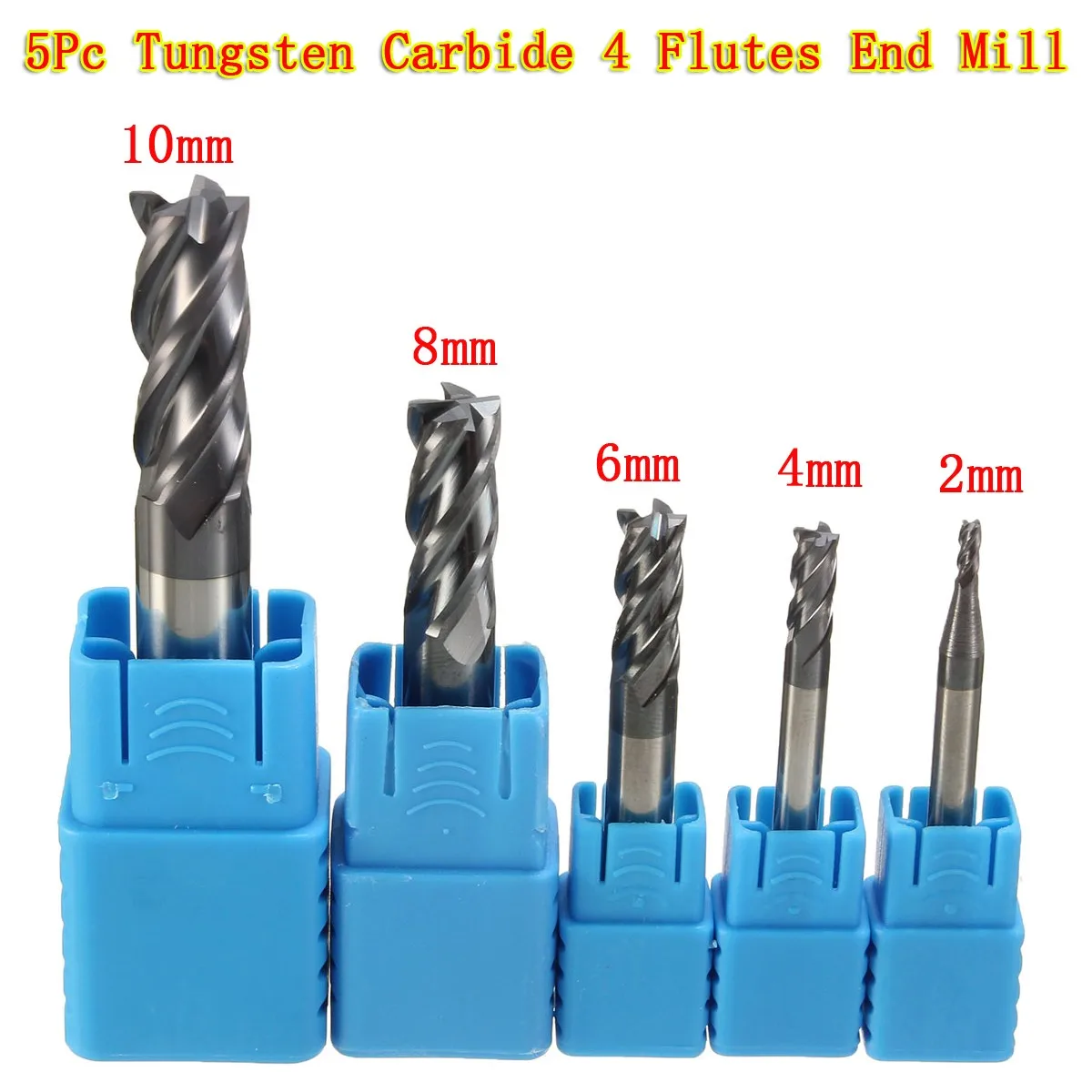 

5Pcs/set 2/4/6/8/10MM Tungsten Carbide Straight Shank 4 Flutes Blades End Mill CNC Tools Milling Cutters For Wood/Engineering