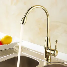 Роскошный Золотой Ti-PVD/хромированная, твердая, латунная на бортике поворотный носик кухонная раковина/раковина Torneira смесители и краны(K-10