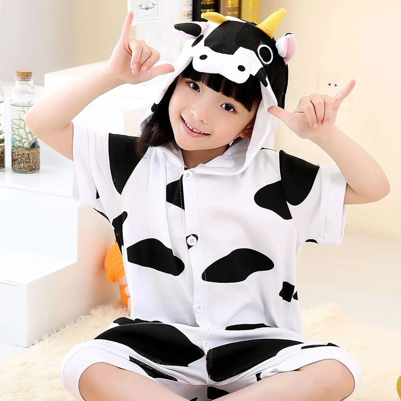Пижама, комбинезон, детская одежда для сна, пижама с единорогом для детей, одежда для сна с единорогом, комбинезон, одеяло, пижама, kigurumi kingurumi - Цвет: cow