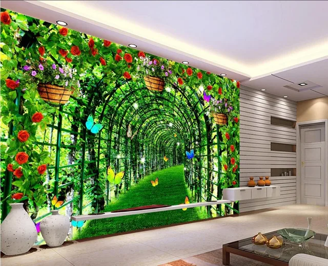 Woondecoratie wallpapers voor woonkamer Groen bloemen gang custom 3d ... Woondecoratie wallpapers voor woonkamer Groen bloemen gang custom 3d ...