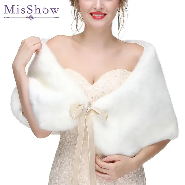 Price Bolero Women Bridal Shawl Fur Faux Fur Wrap Bolero Wedding Cape 2018 New Wedding Shawl Fur Cape Winter Bridal Cloak Bolero