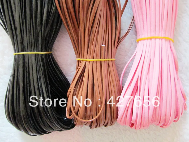 

3mm Flat Bright Faux Leather Cord String Rope Charm Finding, Beading String, For Bracelet & Necklace,DIY Jewellry Accessory
