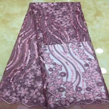 

Tollola Latest Pink French African Lace Fabric High Quality African Embroidered Tulle Lace Fabric For 2019 Wedding Dress