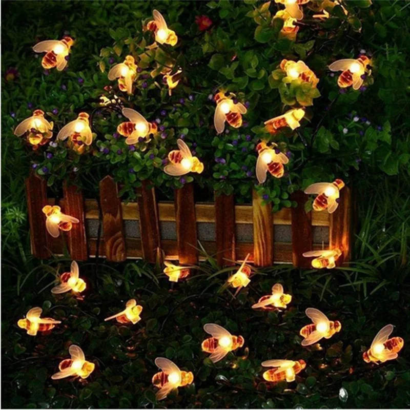 

10leds 20leds 30leds 40leds Honey Bee led String Lights Outdoor Waterproof Garden Patio Fence Gazebo Light for Christmas Party