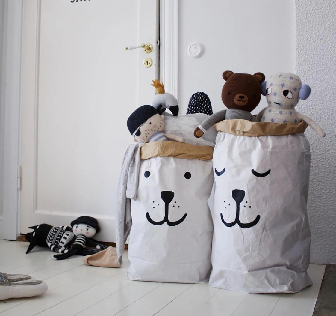 

1Pcs Sundries Heavy Kraft Paper Storage Bag Children Kids Toys Clothing Bag Organizer Simple Eco-Friendly Home Decor Organizador