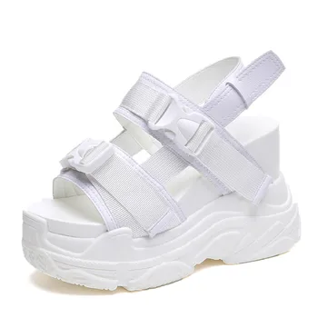 

2019 The New Women Sandals Summer Fashion Platform Wedges Women Shoes Sandalia Mujer Casual White Black D914