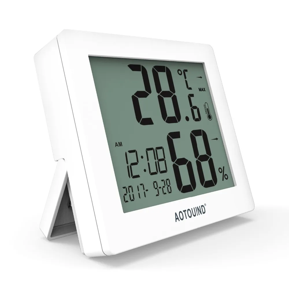 

AOTOUIND Large Number Display Weather Station Clock with Hygrometer Thermometer Temperature Humidity Monitor