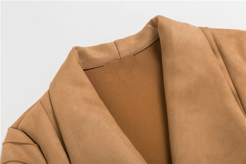 BONGOR LUSS  2018 Autumn Winter Outwear Suede Leather Jacket Casual Zipper Long Open Coat Women Basic Jacket Streetwear  (13)